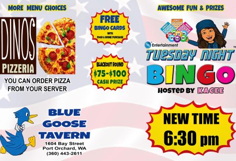 Pizza and bingo night at Blue Goose Tavern.