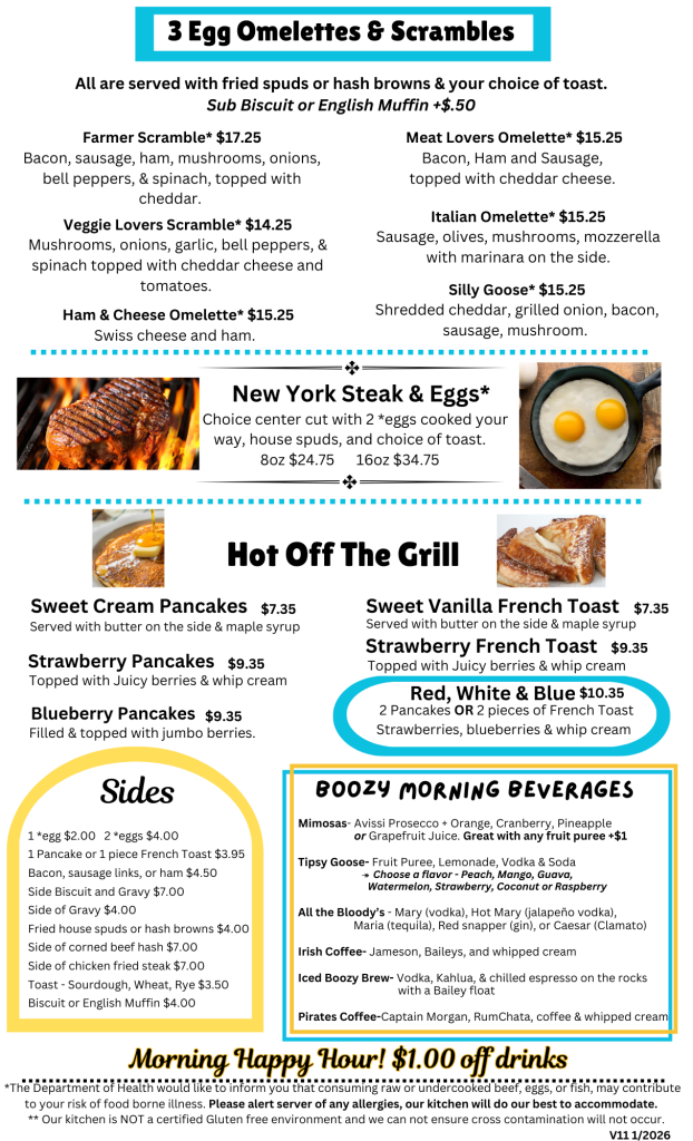 Menu - Blue Goose Tavern